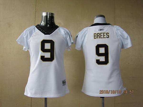 Saints #9 Drew Brees White Women's Field Flirt Stitched NFL Jersey